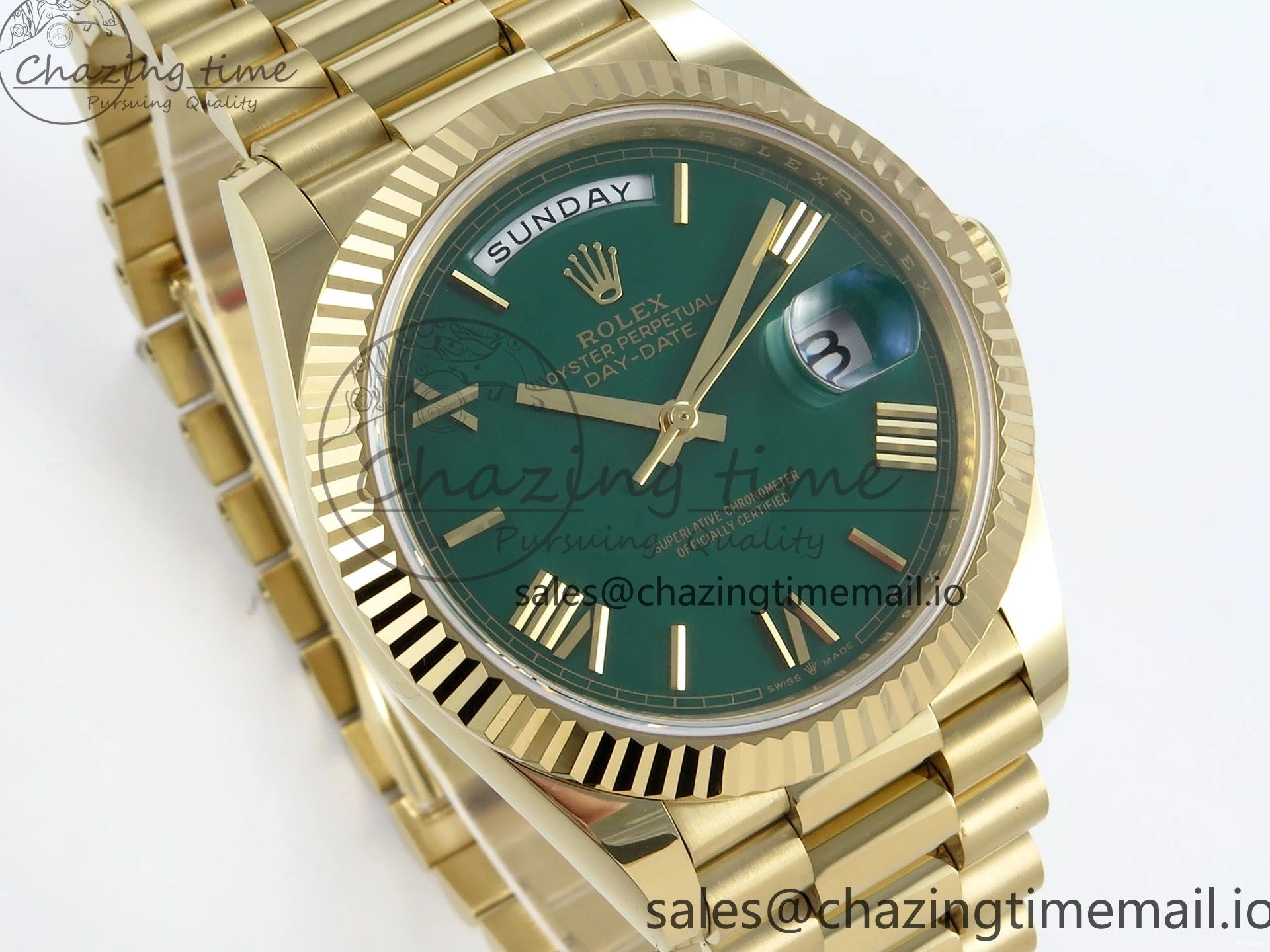 MiroTime 0325 Day Date 40 YG 228238 Noob 1:1 Best Edition Green Roman Dial on President Bracelet A2836 (Gain Weight) Youthful 796